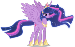 Size: 4000x2539 | Tagged: safe, artist:orin331, imported from derpibooru, twilight sparkle, alicorn, pony, the last problem, alternate universe, crown, cutie mark, ethereal mane, female, hoof shoes, jewelry, mare, peytral, princess twilight 2.0, regalia, simple background, smiling, solo, starry mane, tiara, transparent background, twilight sparkle (alicorn), ultimate twilight