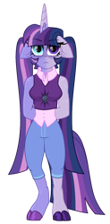 Size: 522x1064 | Tagged: safe, artist:unoriginai, imported from derpibooru, oc, oc only, oc:twilight zone, anthro, anthro oc, creepy, floppy ears, looking at you, offspring, parent:sci-twi, parent:twilight sparkle, parents:twitwi, simple background, transparent background