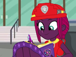 Size: 1440x1080 | Tagged: safe, artist:徐詩珮, imported from derpibooru, fizzlepop berrytwist, tempest shadow, series:sprglitemplight diary, series:sprglitemplight life jacket days, series:springshadowdrops diary, series:springshadowdrops life jacket days, equestria girls, alternate universe, base used, clothes, cute, equestria girls-ified, marshall (paw patrol), paw patrol
