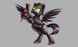 Size: 2800x1700 | Tagged: safe, artist:elmutanto, imported from derpibooru, oc, oc only, oc:falcon, pegasus, fallout equestria, fanfic:fallout equestria: broken oaths, bipedal, terminator