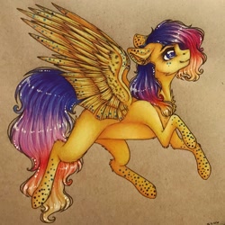 Size: 1080x1080 | Tagged: safe, artist:hardtimebreathing, imported from derpibooru, oc, oc only, oc:line art, pegasus, pony, art trade, solo, spots, traditional art