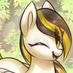 Size: 2560x2560 | Tagged: safe, artist:mirroredsea, imported from derpibooru, oc, oc only, oc:tulpa twilight, unnamed oc, pegasus, pony, high res, pegasus oc, smiling, smiling at you, solo, white coat, wings, winking at you