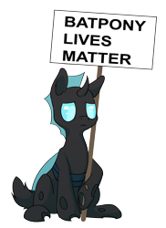 Size: 4921x6763 | Tagged: safe, artist:senaelik, imported from derpibooru, changeling, batpony lives matter, exploitable, sign, simple background, solo, transparent background