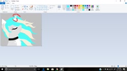 Size: 1366x768 | Tagged: safe, artist:_wulfie, imported from derpibooru, oc, oc only, oc:wulfie, alicorn, pony, alicorn oc, bust, choker, eyes closed, female, horn, mare, ms paint, screenshots, solo, wings, wip