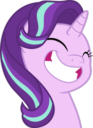 Size: 4006x5519 | Tagged: safe, artist:uigsyvigvusy, imported from derpibooru, starlight glimmer, pony, unicorn, memnagerie, spoiler:memnagerie, spoiler:mlp friendship is forever, absurd resolution, bust, cropped, cute, female, glimmerbetes, grin, laughing, mare, simple background, smiling, solo, transparent background, vector