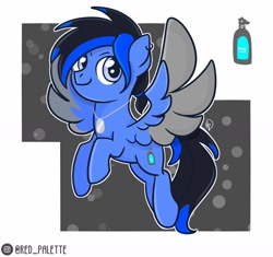 Size: 1280x1205 | Tagged: safe, artist:redpalette, imported from derpibooru, oc, oc only, pegasus, cute, dog tags, flying, male, smiling, stallion