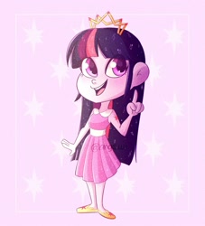 Size: 1600x1760 | Tagged: safe, artist:angie5174, imported from derpibooru, twilight sparkle, equestria girls, clothes, crown, cute, cutie mark, dress, female, jewelry, raised finger, regalia, shoes, solo, twiabetes, twilight sparkle (alicorn)