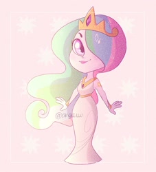 Size: 1600x1760 | Tagged: safe, artist:angie5174, imported from derpibooru, princess celestia, equestria girls, clothes, crown, cutie mark, dress, female, jewelry, regalia, solo