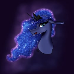 Size: 768x768 | Tagged: safe, alternate version, artist:fluffybunny_8, imported from derpibooru, princess luna, alicorn, pony, :o, bust, ethereal mane, female, galaxy mane, mare, open mouth, solo