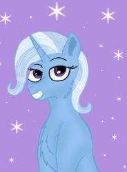 Size: 509x691 | Tagged: safe, artist:credencethedemon, imported from derpibooru, trixie, purple background, simple background, smiling