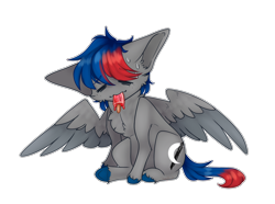 Size: 2502x1860 | Tagged: safe, artist:honeybbear, imported from derpibooru, oc, oc only, oc:xantium, pegasus, pony, chibi, food, male, popsicle, simple background, solo, stallion, transparent background