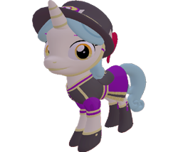 Size: 843x720 | Tagged: safe, artist:topsangtheman, imported from derpibooru, clarion call, pony, unicorn, 3d, background pony, clothes, female, hat, looking at you, mare, simple background, solo, source filmmaker, top hat, transparent background, uniform