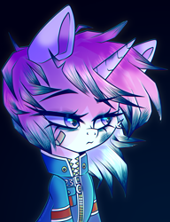 Size: 2078x2704 | Tagged: safe, artist:_spacemonkeyz_, imported from derpibooru, oc, oc only, oc:magic city, pony, unicorn, bust, clothes, female, mare, portrait, solo
