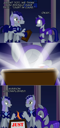Size: 1148x2404 | Tagged: safe, artist:ladyanidraws, imported from derpibooru, oc, oc:adamant, oc:pun, oc:westwood, pony, ask pun, agent 707, ask, comic, facehoof, pun, suitcase, visual pun