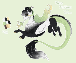 Size: 1527x1276 | Tagged: safe, artist:lunawolf28, artist:luuny-luna, imported from derpibooru, oc, oc only, oc:nene tuskima, bear, dracony, dragon, hybrid, panda, pony, reference sheet, solo
