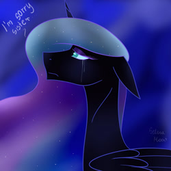 Size: 1417x1417 | Tagged: safe, artist:selcix, imported from derpibooru, nightmare moon, alicorn, pony, crying, sad, tears of pain