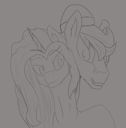 Size: 1600x1628 | Tagged: safe, artist:tenebrisnoctus, imported from derpibooru, adagio dazzle, timber spruce, pony, duo, equestria girls ponified, female, male, ponified, shipping, sketch, straight, timberdazzle