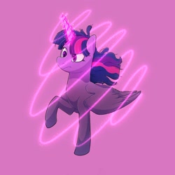 Size: 2048x2048 | Tagged: safe, alternate version, artist:karlusha_momo, imported from derpibooru, twilight sparkle, alicorn, pony, female, glowing horn, horn, mare, simple background, solo, twilight sparkle (alicorn)