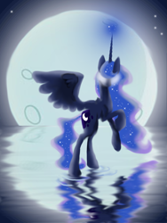 Size: 2121x2828 | Tagged: safe, artist:alicjaspring, imported from derpibooru, princess luna, magic, magic aura, moon, night, white eyes