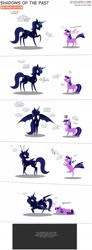 Size: 1280x3469 | Tagged: safe, artist:perfectblue97, imported from derpibooru, princess luna, twilight sparkle, alicorn, pony, unicorn, blushing, comic, dialogue, female, implied pissing, levitation, magic, mare, pointy ponies, teapot, telekinesis