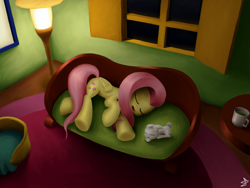 Size: 4000x3000 | Tagged: safe, artist:sheeppony, imported from derpibooru, angel bunny, fluttershy, sleeping