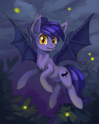 Size: 960x1200 | Tagged: safe, artist:lexx2dot0, imported from derpibooru, oc, oc only, oc:inky, bat pony, pony, bat pony oc, bat wings, flying, solo, wings