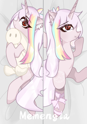 Size: 2103x2971 | Tagged: safe, artist:memengla, imported from derpibooru, oc, oc:memengla, pony, unicorn, bed sheets, body pillow, female