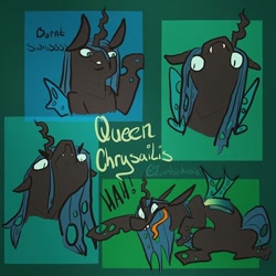 Size: 640x640 | Tagged: safe, artist:zombiphobic, imported from derpibooru, queen chrysalis, changeling, changeling queen, bust, faic, fangs, female, open mouth