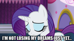 Size: 1280x720 | Tagged: safe, edit, edited screencap, editor:jaredking203, imported from derpibooru, screencap, pony, unicorn, canterlot boutique, caption, eyes closed, eyeshadow, female, image macro, makeup, meme, solo, text