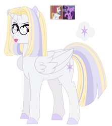 Size: 4688x5280 | Tagged: safe, artist:roses-are-gold, imported from derpibooru, prince blueblood, twilight sparkle, oc, oc:platinum sparkle, alicorn, pony, absurd resolution, female, glasses, mare, offspring, parent:prince blueblood, parent:twilight sparkle, parents:twiblood, simple background, transparent background, twilight sparkle (alicorn)