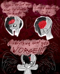 Size: 1280x1576 | Tagged: safe, artist:icy wind, artist:icywindthepony, imported from derpibooru, oc, oc only, oc:miss eri, pony, crying, emo, sad, solo, text, writing