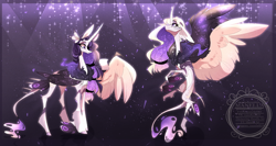 Size: 1024x545 | Tagged: safe, artist:manella-art, imported from derpibooru, oc, oc only, oc:sunny moonlight, alicorn, pony, female, magical lesbian spawn, mare, offspring, parent:rainbow dash, parent:twilight sparkle, parents:twidash, solo, watermark