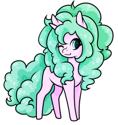 Size: 1280x1348 | Tagged: safe, artist:oneiria-fylakas, imported from derpibooru, oc, oc only, pony, unicorn, chibi, female, mare, one eye closed, simple background, solo, transparent background, wink