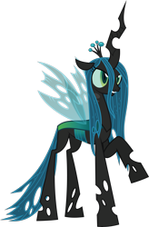 Size: 4815x7325 | Tagged: safe, artist:wissle, imported from derpibooru, queen chrysalis, changeling, changeling queen, a canterlot wedding, absurd resolution, crown, female, grin, jewelry, one leg raised, raised hoof, regalia, simple background, smiling, solo, transparent background, vector