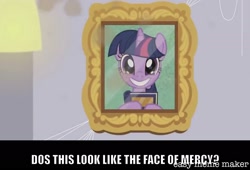 Size: 1534x1046 | Tagged: safe, artist:titus16s, edit, edited screencap, imported from derpibooru, screencap, twilight sparkle, pony, unicorn, the point of no return, book, caption, does this look like the face of mercy, face of mercy, female, image macro, meme, picture frame, solo, starry eyes, text, wingding eyes