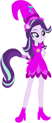 Size: 290x684 | Tagged: safe, artist:selenaede, artist:user15432, imported from derpibooru, starlight glimmer, human, equestria girls, barely eqg related, base used, boots, clothes, cosplay, costume, crossover, cutie mark, cutie mark on clothes, ear piercing, earring, element of justice, gloves, hand on hip, hat, jewelry, magical doremi, ojamajo doremi, piercing, ponied up, purple dress, shoes, solo, witch, witch apprentice, witch costume, witch hat