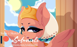 Size: 3561x2196 | Tagged: safe, artist:xsatanielx, imported from derpibooru, somnambula, pony, advertisement, patreon, patreon logo, patreon preview