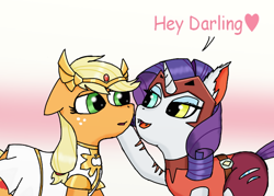 Size: 700x500 | Tagged: safe, artist:eulicious, imported from derpibooru, applejack, rarity, adora, catra, catradora, crossover, darling, female, heart, lesbian, raricat, rarijack, she-ra, she-ra and the princesses of power, shipping, simple background