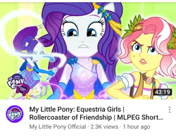 Size: 720x561 | Tagged: safe, imported from derpibooru, rarity, vignette valencia, equestria girls, equestria girls series, rollercoaster of friendship, equestria girls logo, ponied up, super ponied up, whip, youtube, youtube link