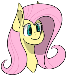 Size: 965x1087 | Tagged: safe, artist:skylarpalette, imported from derpibooru, fluttershy, pegasus, pony, big ears, bust, chest fluff, female, full color, green eyes, mare, outline, shading, simple background, solo, three quarter view, transparent background, white outline