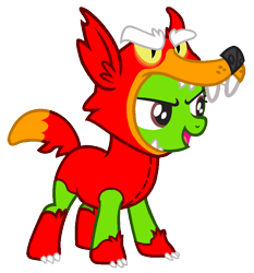 Size: 911x978 | Tagged: safe, artist:optimusv42, imported from derpibooru, oc, oc:jungle heart, oc:jungle jewel, earth pony, pony, clothes, costume, fire wolf, friendship troopers, jungle pony, my little pony friendship troopers, nightmare night, simple background, transparent background