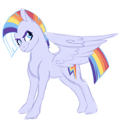 Size: 935x925 | Tagged: safe, artist:whalepornoz, imported from derpibooru, rainbow dash, pegasus, pony, spoiler:g5, alternate color palette, alternate design, alternate hairstyle, female, g5, g5 concept leak style, g5 concept leaks, generation leap, rainbow dash (g5 concept leak), rainbow dash (g5), redesign, simple background, solo