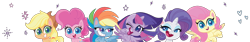 Size: 1400x234 | Tagged: safe, imported from derpibooru, applejack, fluttershy, pinkie pie, rainbow dash, rarity, twilight sparkle, alicorn, earth pony, pegasus, pony, unicorn, my little pony: pony life, g4.5, mane six, official, simple background, transparent background, twilight sparkle (alicorn)