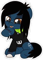 Size: 5000x6993 | Tagged: safe, artist:jhayarr23, imported from derpibooru, part of a set, earth pony, pony, undead, unicorn, zombie, zombie pony, behaving like a cat, bone, bow, bring me the horizon, clothes, collar, commission, drop dead clothing, fangs, fluffy, grooming, happy, hoof licking, licking, lip piercing, long sleeves, male, oliver sykes, piercing, ponified, scar, shirt, simple background, sitting, solo, stallion, stitches, tattoo, tongue out, transparent background, vector, ych result