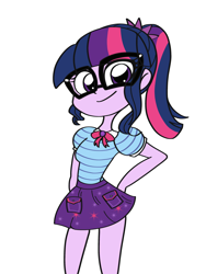 Size: 1200x1600 | Tagged: safe, artist:nene, imported from derpibooru, sci-twi, twilight sparkle, equestria girls, equestria girls series, cute, female, looking at you, pixiv, simple background, solo, twiabetes, white background