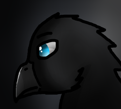Size: 2000x1800 | Tagged: safe, artist:somber, imported from derpibooru, oc, oc only, bird, crow, griffon, black background, bust, colored, gradient background, griffon oc, lidded eyes, male, sad, simple background, solo