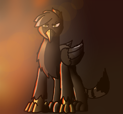 Size: 1950x1800 | Tagged: safe, artist:somber, imported from derpibooru, oc, oc only, griffon, angry, doom, doom eternal, doom guy, doom slayer, griffon oc, looking at you, male, solo