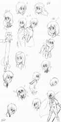 Size: 1732x3464 | Tagged: safe, artist:askponybrandenburg, imported from derpibooru, cat, human, pegasus, pony, brandenburg, bust, female, hetalia, lineart, longcat, mare, monochrome, ponified, sketch, sketch dump, smiling