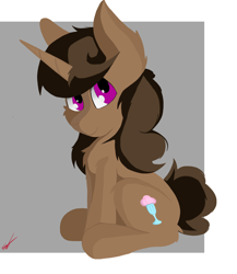 Size: 2736x3152 | Tagged: safe, artist:groomlake, imported from derpibooru, oc, oc only, oc:buttercup shake, pony, colored, female, friendship, gray background, love, mare, simple background, sitting, smiley face, smiling, solo