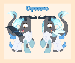 Size: 3634x3064 | Tagged: safe, artist:luvlfle, imported from derpibooru, oc, oc only, oc:dynamo, draconequus, male, reference sheet, solo